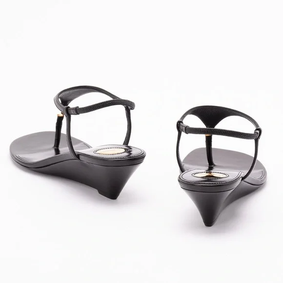 SAINT LAURENT Bridget YSL logo thong sandals wedges SAINT LAURENT Bridget YSL logo thong sandals wedges